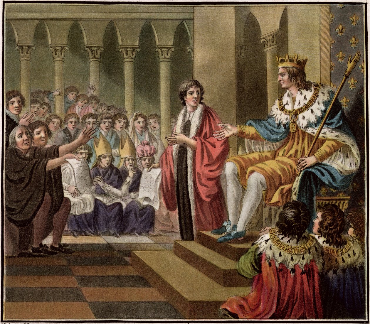 Ludvig XII (1462-1515) förklarad som folkets fader, graverad av Jean Baptiste Morret (fl. 1790-1820), 1789 av Jean Claude Naigeon
