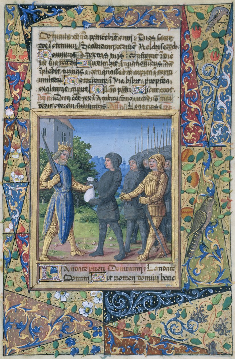Lat. Q.v.I.126 f.37 Kung Salomos undersåtar som för fram tribut, från Louis d