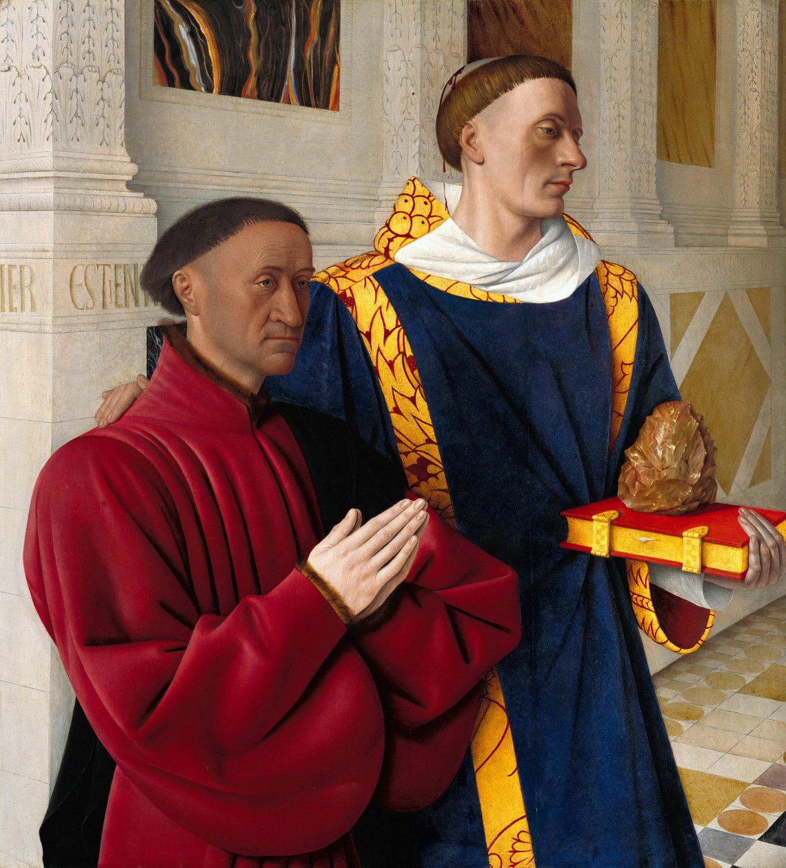 Etienne Chevalier with St. Stephen av Jean Fouquet