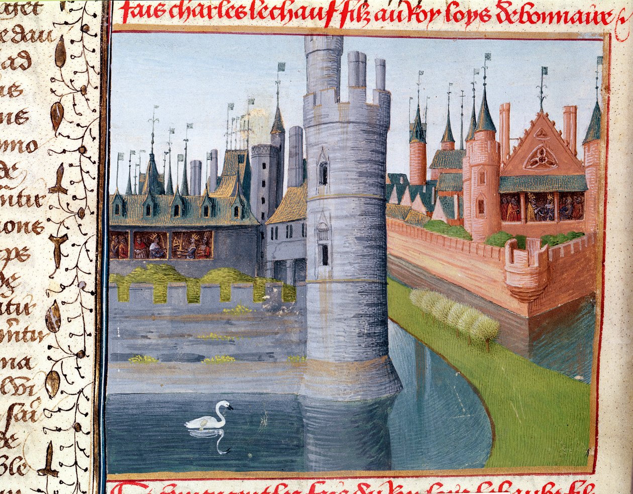Ms Fr 6465 fol.151v Livet av Ludvig II (846-79) "Stammeraren", från Grandes Chroniques de France, omkring 1460. av Jean Fouquet