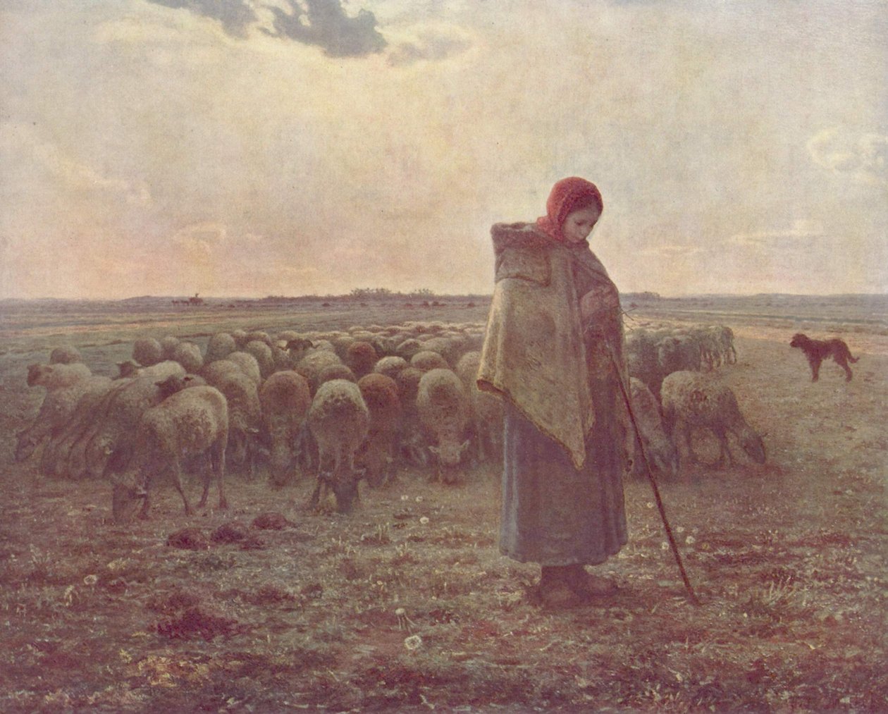 Mädchen hüttet die Schafe av Jean Francois Millet