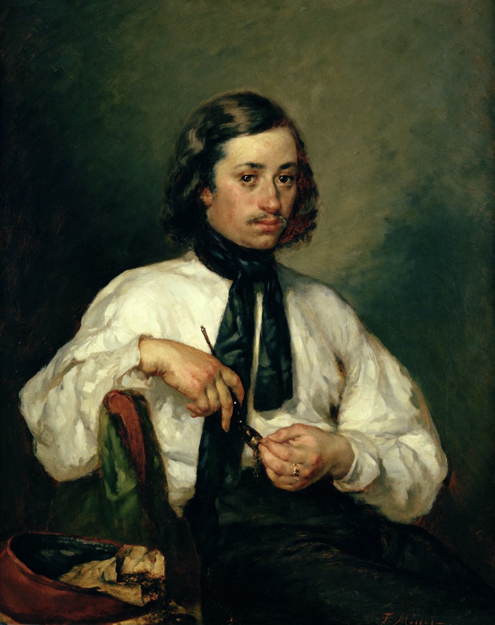 Porträtt av Armand Ono, känd som The Man with the Pipe, 1843 av Jean Francois Millet
