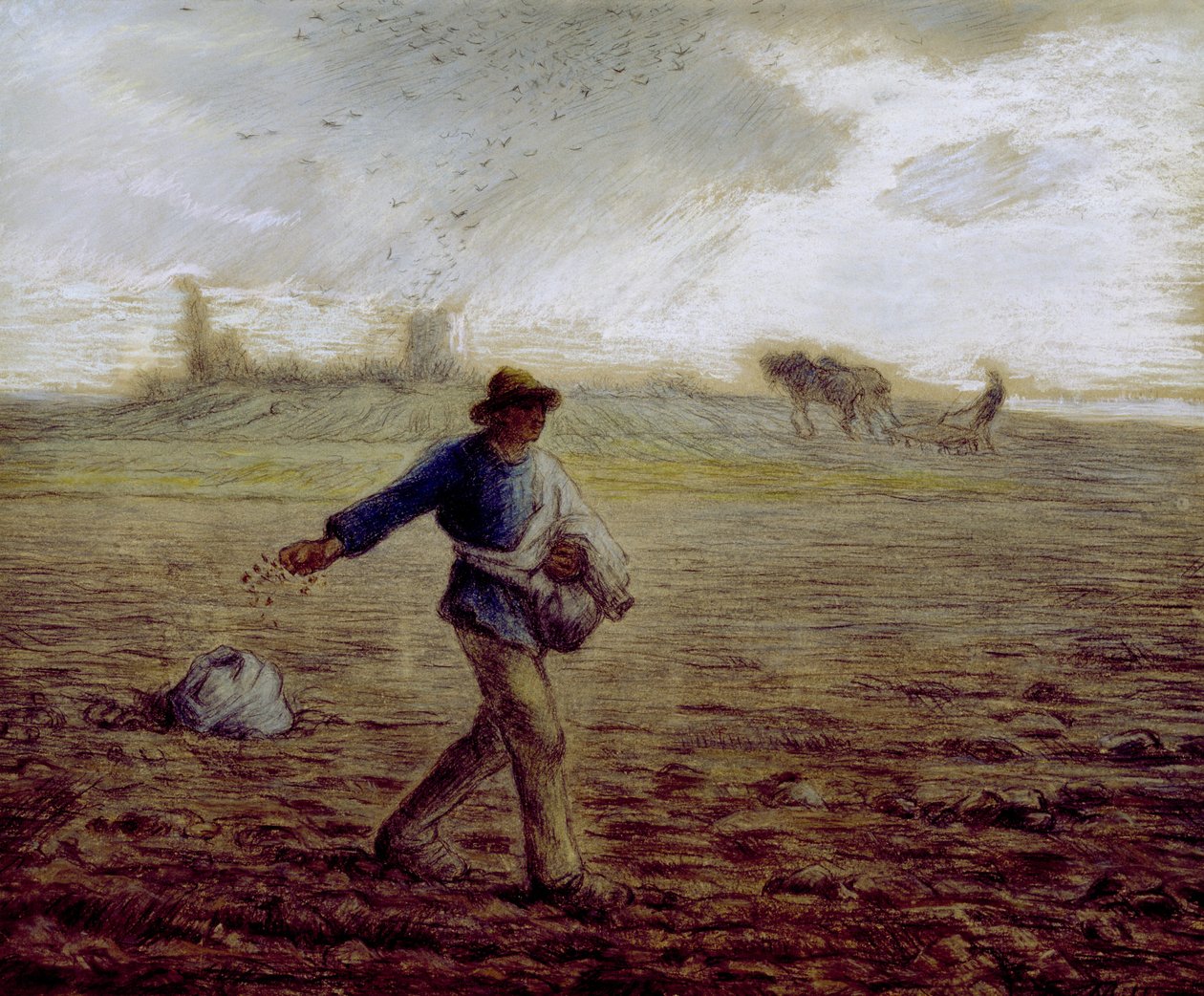 Såningsmannen, ca 1865 (pastell och krita på papper) av Jean Francois Millet