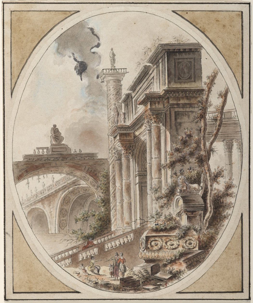 Fantasi av en arkitektonisk ruin av Jean Henry Alexandre Pernet