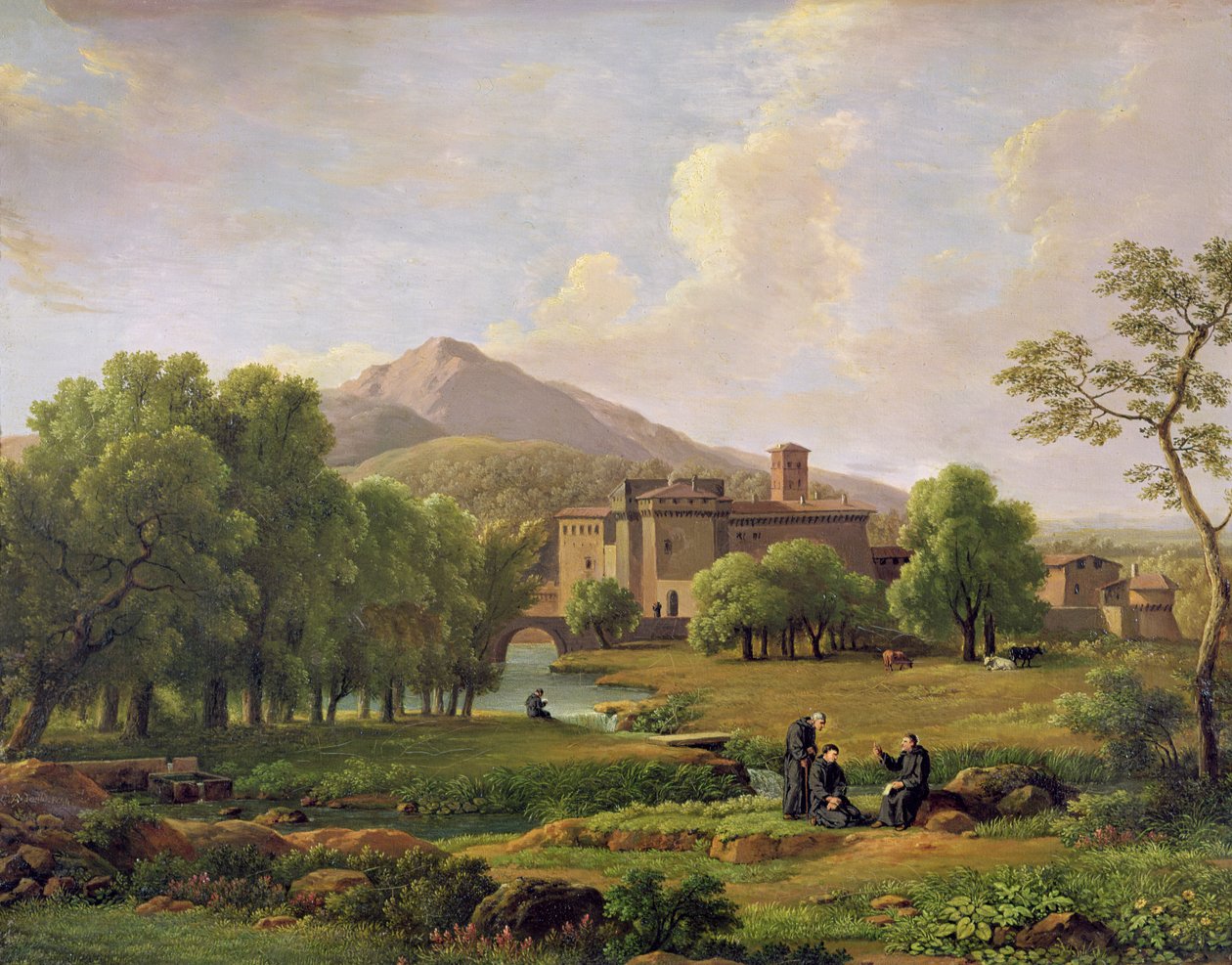 Utsikt över Grottaferrata-klostret, 1844 av Jean Joseph Xavier Bidauld