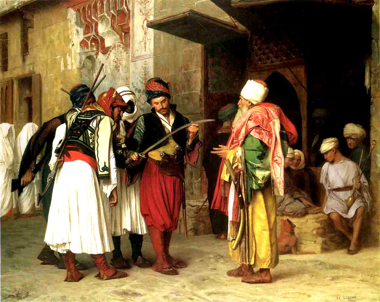 Gamla klädeshandlare, Kairo, 1866 av Jean Leon Gerome
