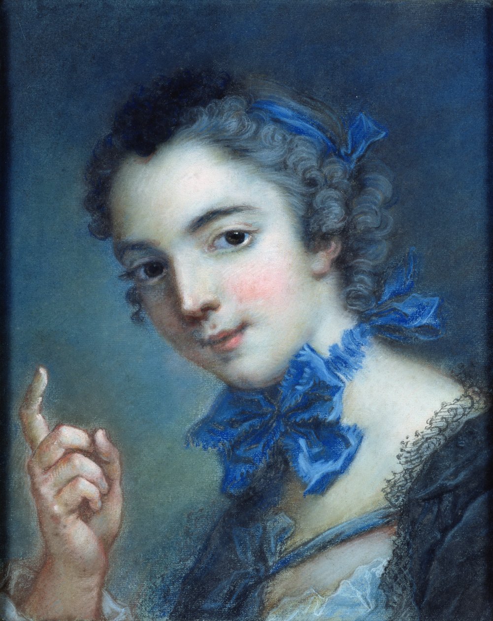 Porträtt av en ung flicka, ca 1750 (pastell på papper) av Jean Marc Nattier