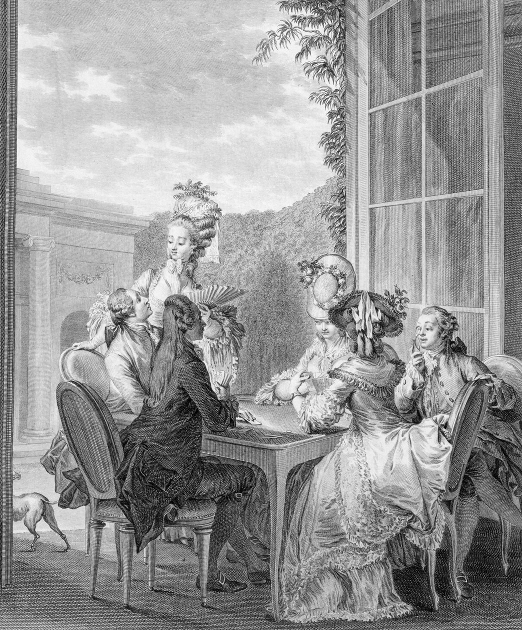 Whistpartiet, 1783, graverat av Jean Dambrun (1741-c.1808) av Jean Michel the Younger Moreau