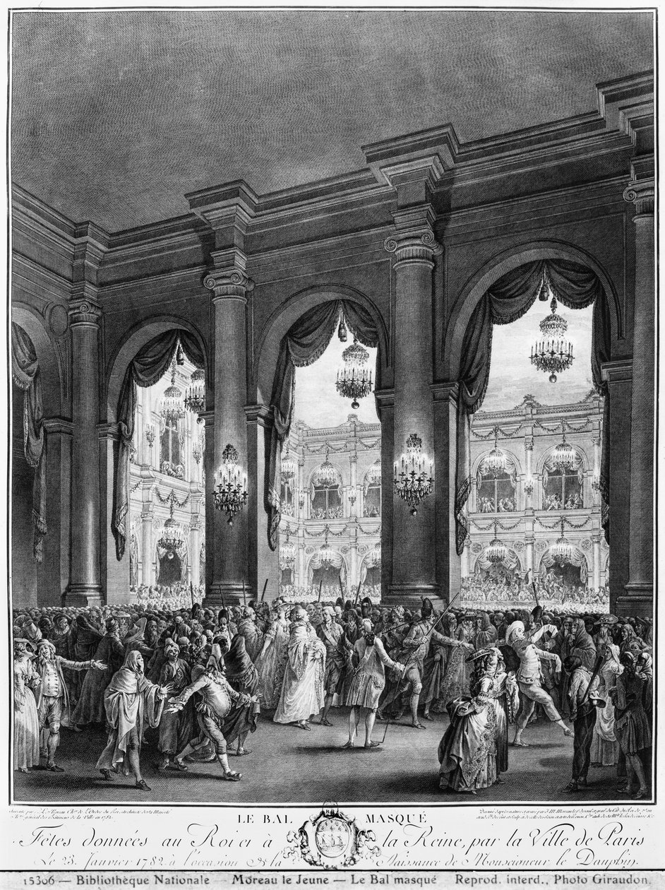 Maskeballet, 23. januar 1782 swed av Jean Michel the Younger Moreau