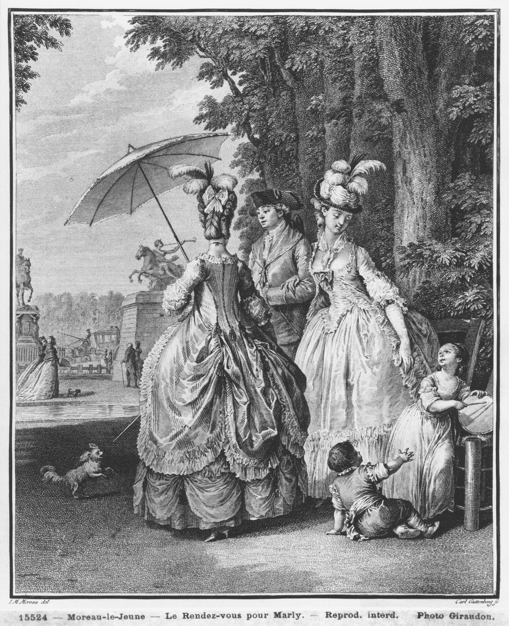 Mötesplatsen för Marly, graverad av Carl Guttenberg (1743-90) c.1777 av Jean Michel the Younger Moreau