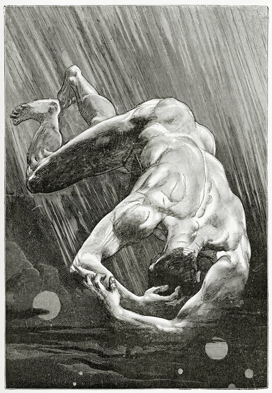 La Fin de Satan, 1800-talet (gravyr i svartvitt) av Jean Paul Laurens