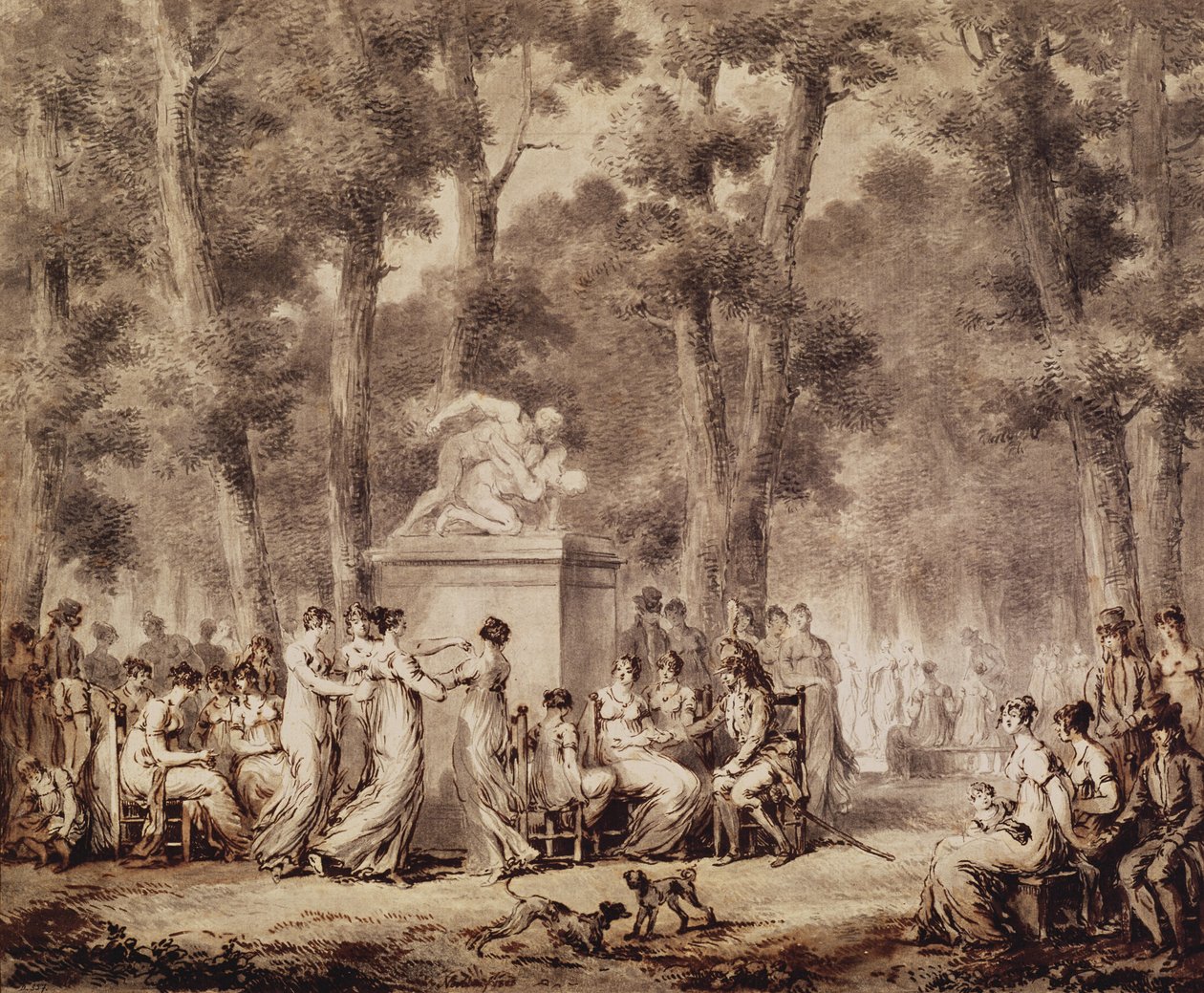 O le Jardin des Tuileries i le 1808 (peni ma le vaitusi ma le paluga i le pepa) na tafe av Jean Pierre Norblin de La Gourdaine