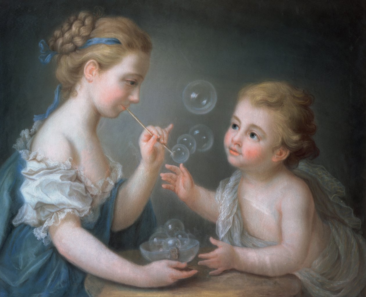Barn som blåser bubblor (pastell) av Jean Étienne Liotard