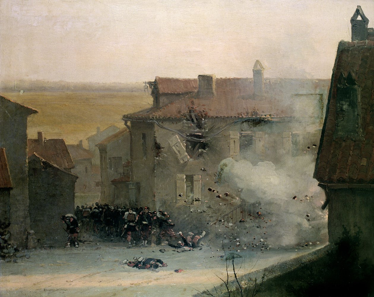 En krigsdrabbad by av Jean Baptiste Edouard Detaille