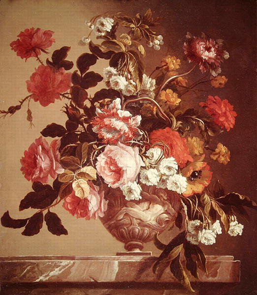 Blommor i en vas (olja på duk) av Jean Baptiste Monnoyer