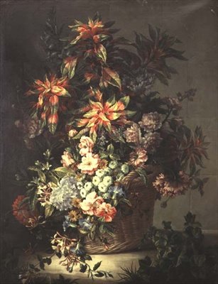Rosor, convolvuli, vallmo, kaprifol och andra blommor av Jean Baptiste Monnoyer