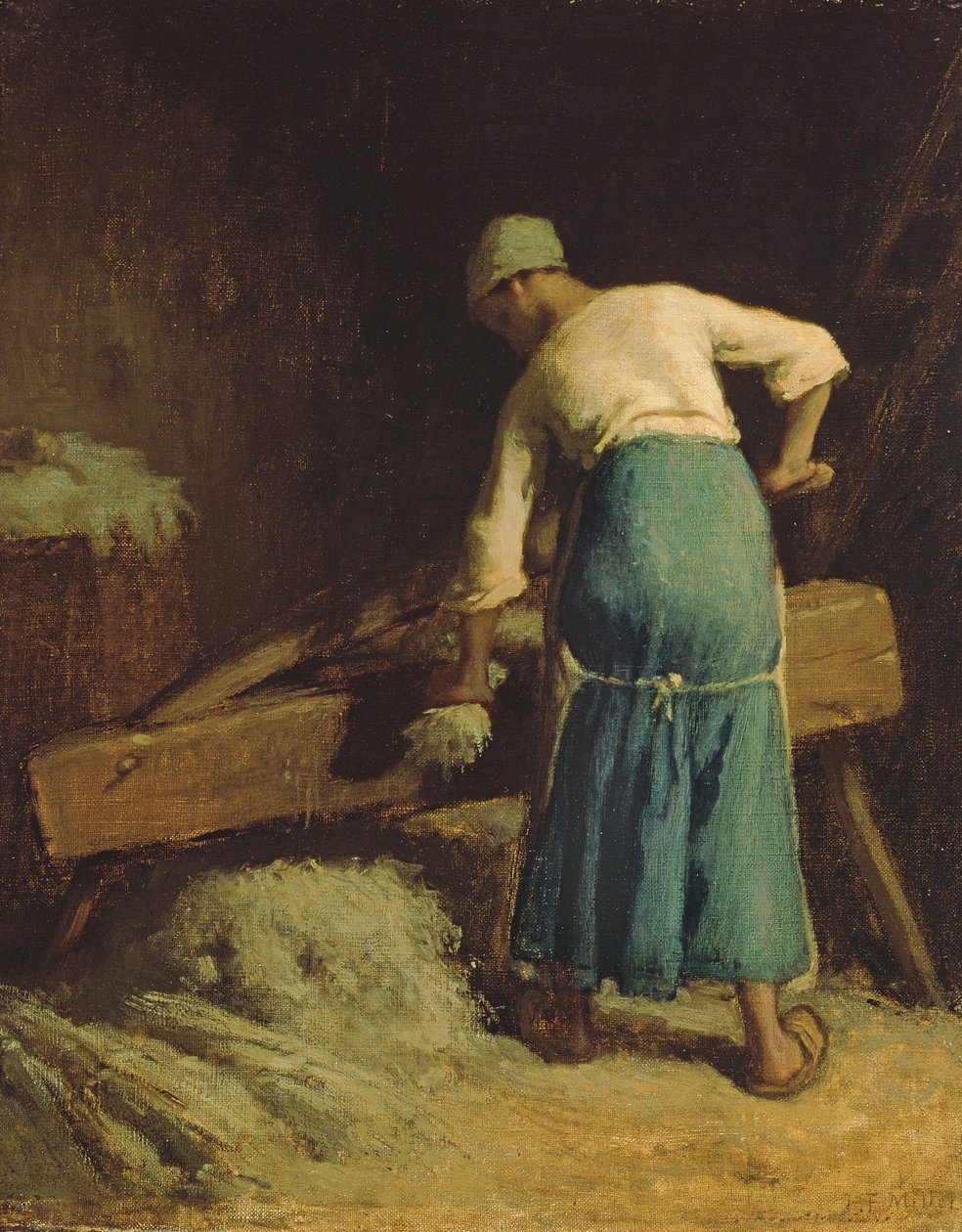 Breaking Lin, c.1850-51 av Jean Francois Millet