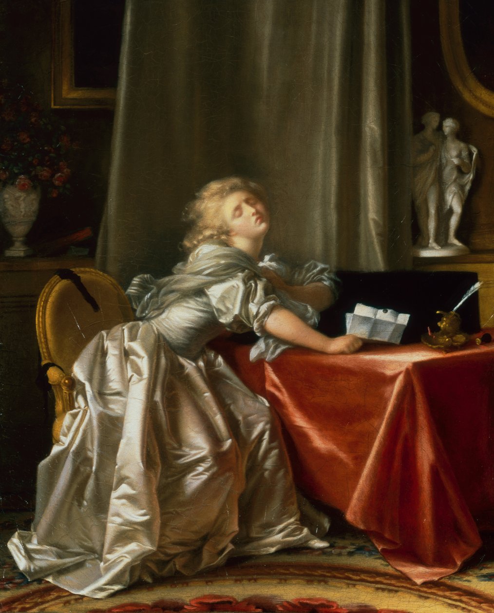 The Bad News (olja på duk) av Jean Honore Fragonard