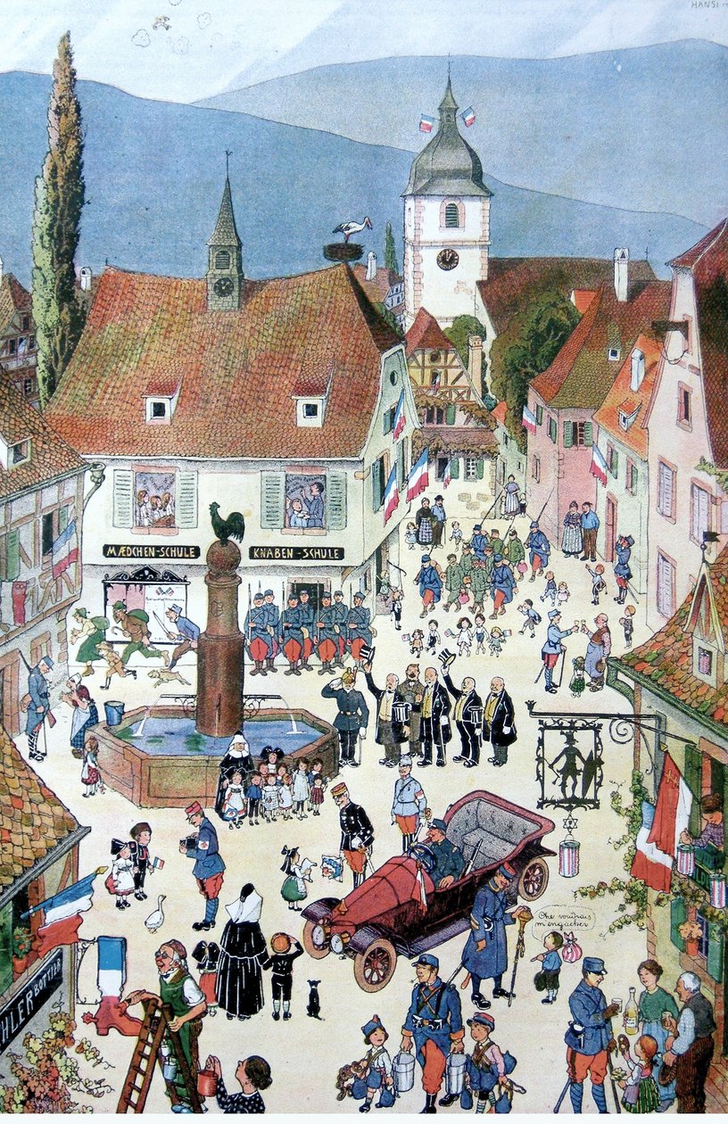 Fransmännen levererar Alsace (färg litho) av Jean Jacques Waltz