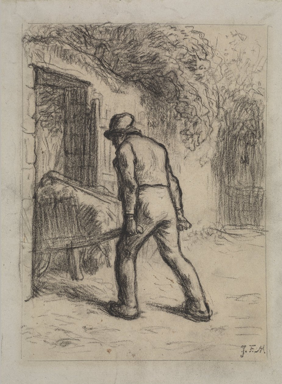 Study for Man with a Wheelbarrow av Jean Francois Millet