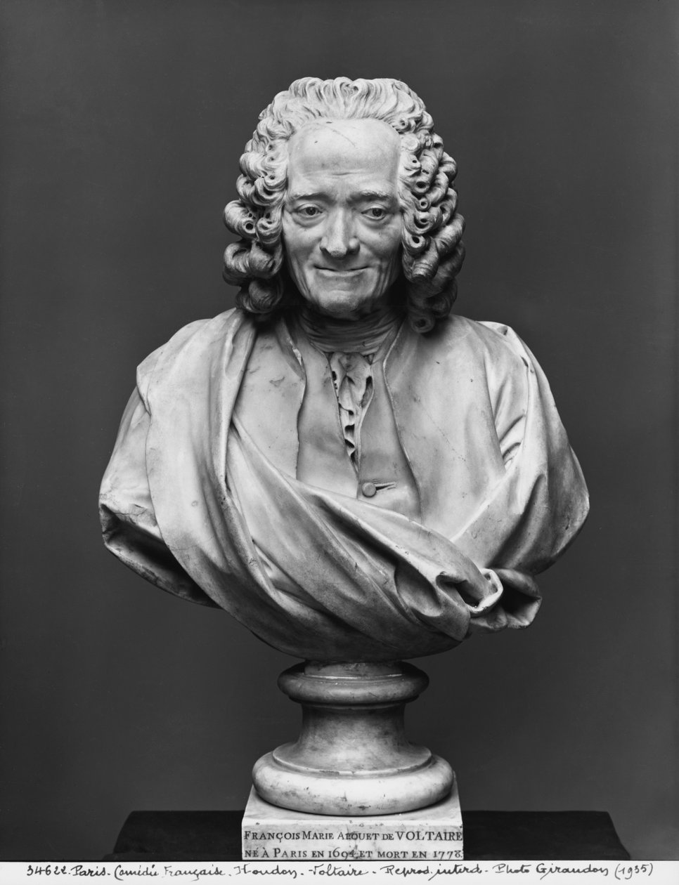 Voltaires byst (marmor) av Jean Antoine Houdon