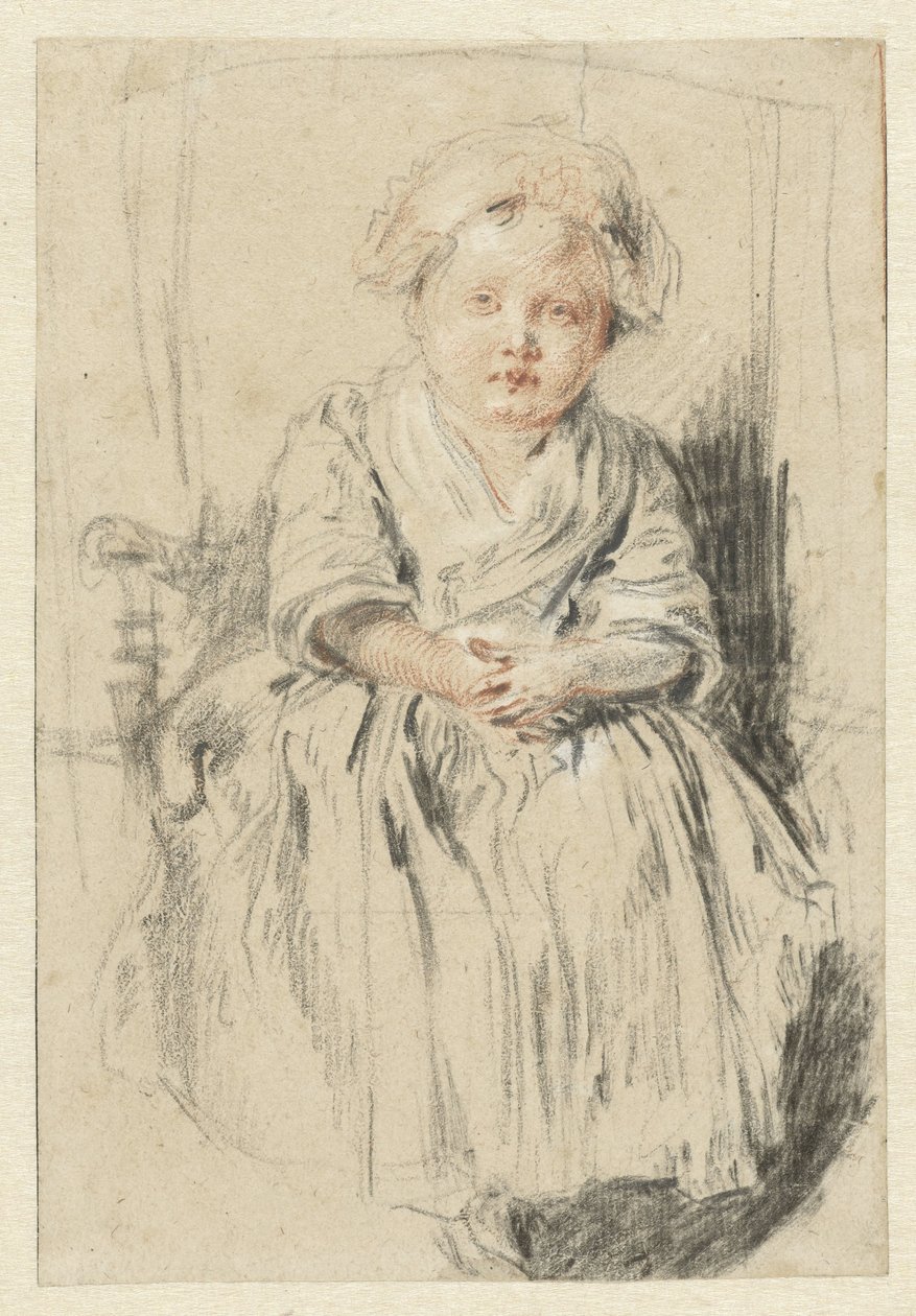 Barn sitter i en stol av Jean Antoine Watteau