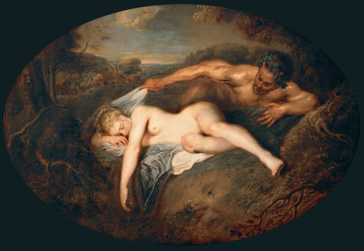Nymf och Satyr Jupiter och Antiope av Jean Antoine Watteau