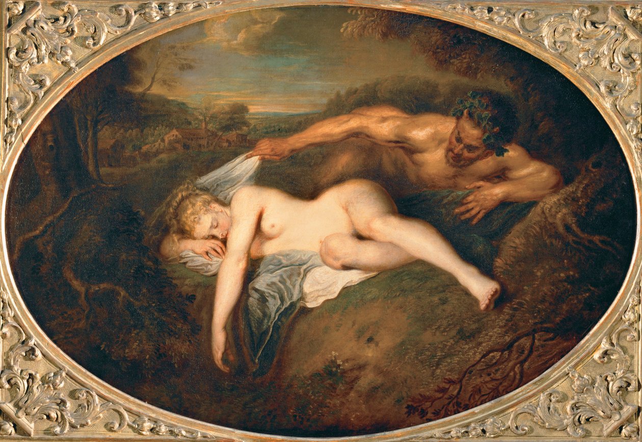 Nymf och satyr ... av Jean Antoine Watteau