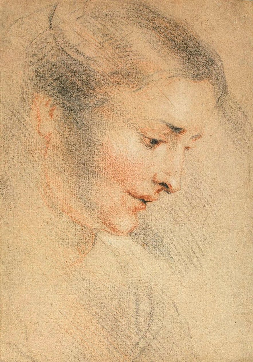 Studie av en kvinnas huvud, 1710-talet. av Jean Antoine Watteau