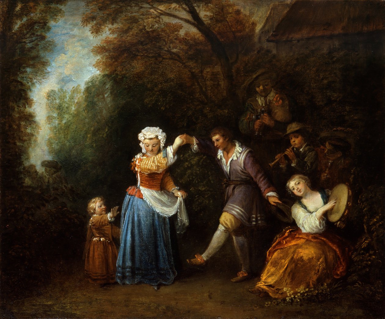 Countrydansen av Jean Antoine Watteau