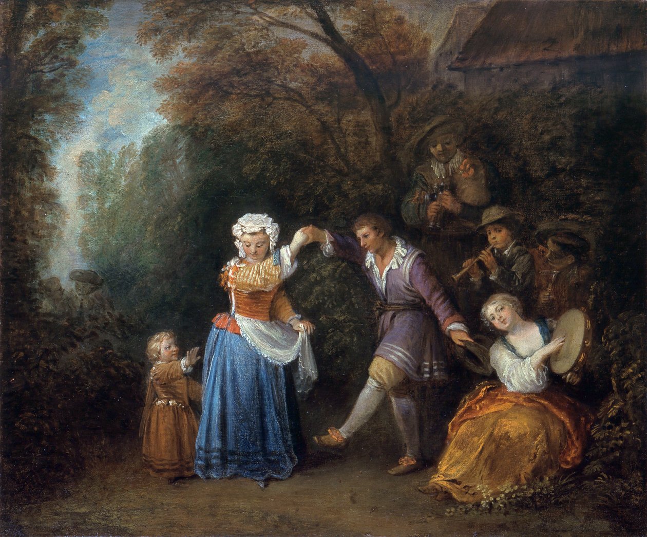 Countrydansen av Jean Antoine Watteau