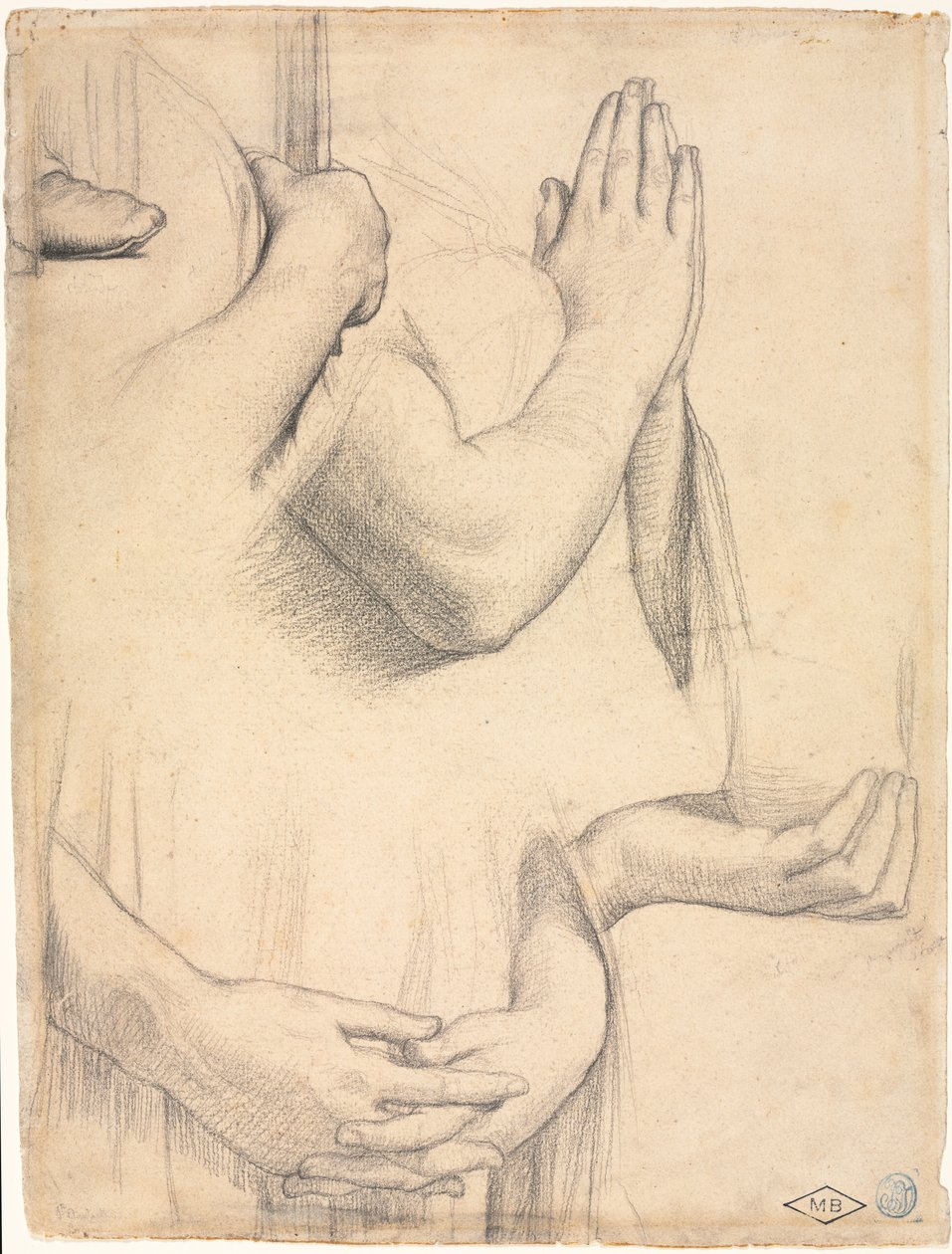 Studie av händer av Jean Auguste Dominique Ingres