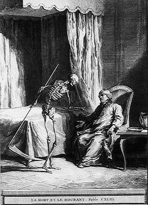 död och döende (gravyr) av Jean Baptiste (after) Oudry