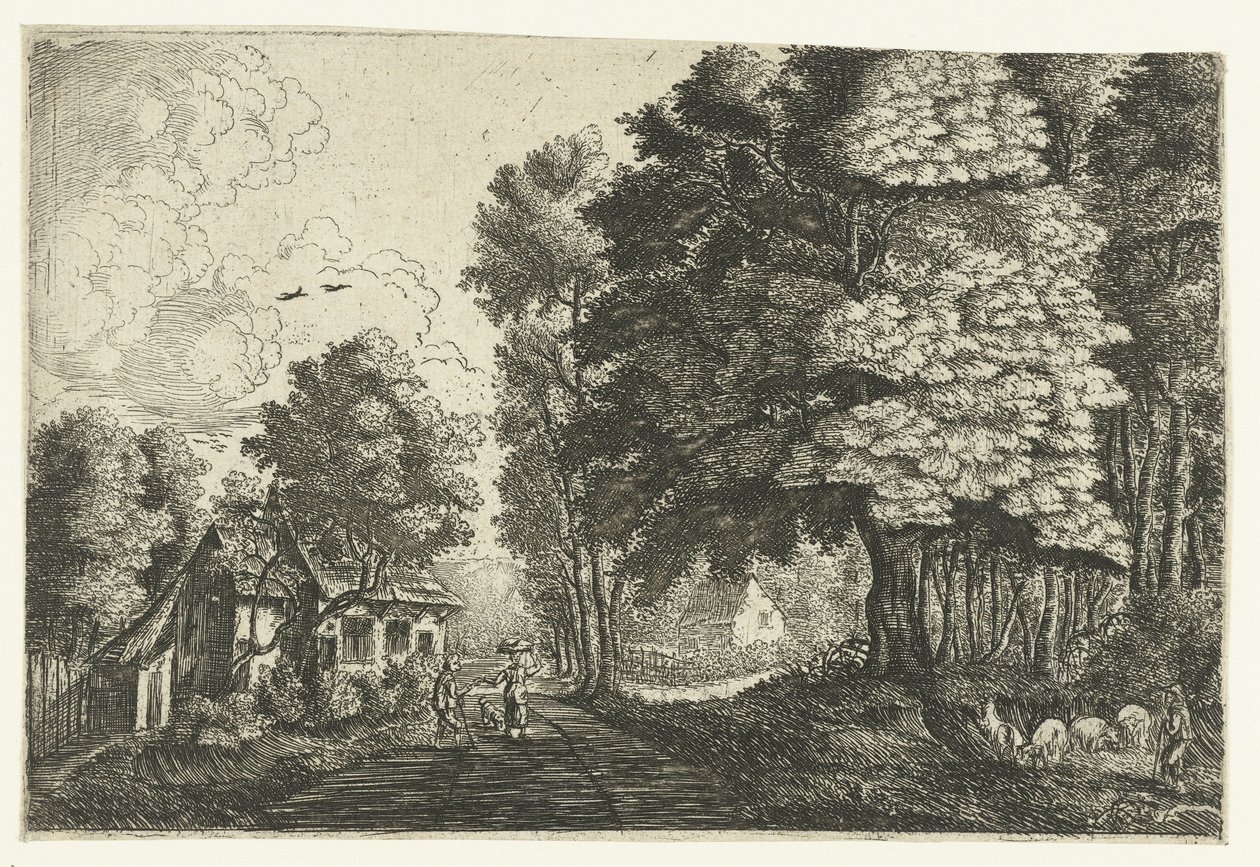 Herde vid en skogskant av Jean Baptiste Bonnecroy