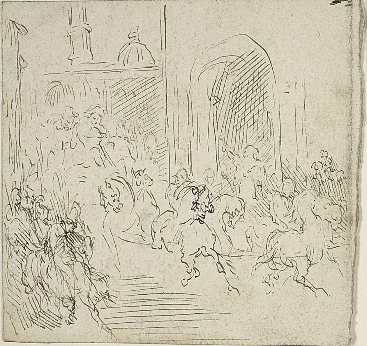 Ryttarscen i en stad av Jean Baptiste Carpeaux