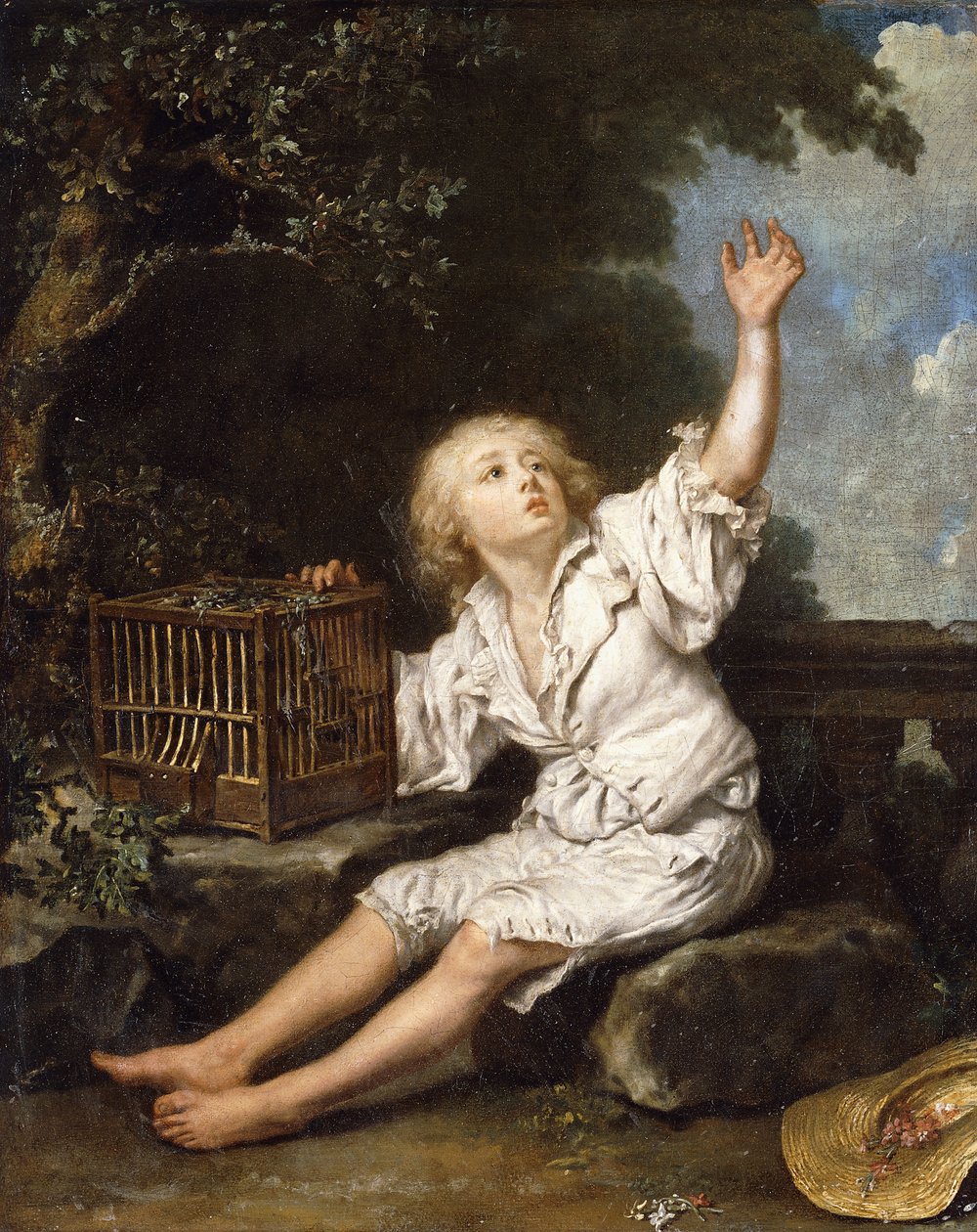 En pojke med en tom fågelbur, av Jean Baptiste Charpentier