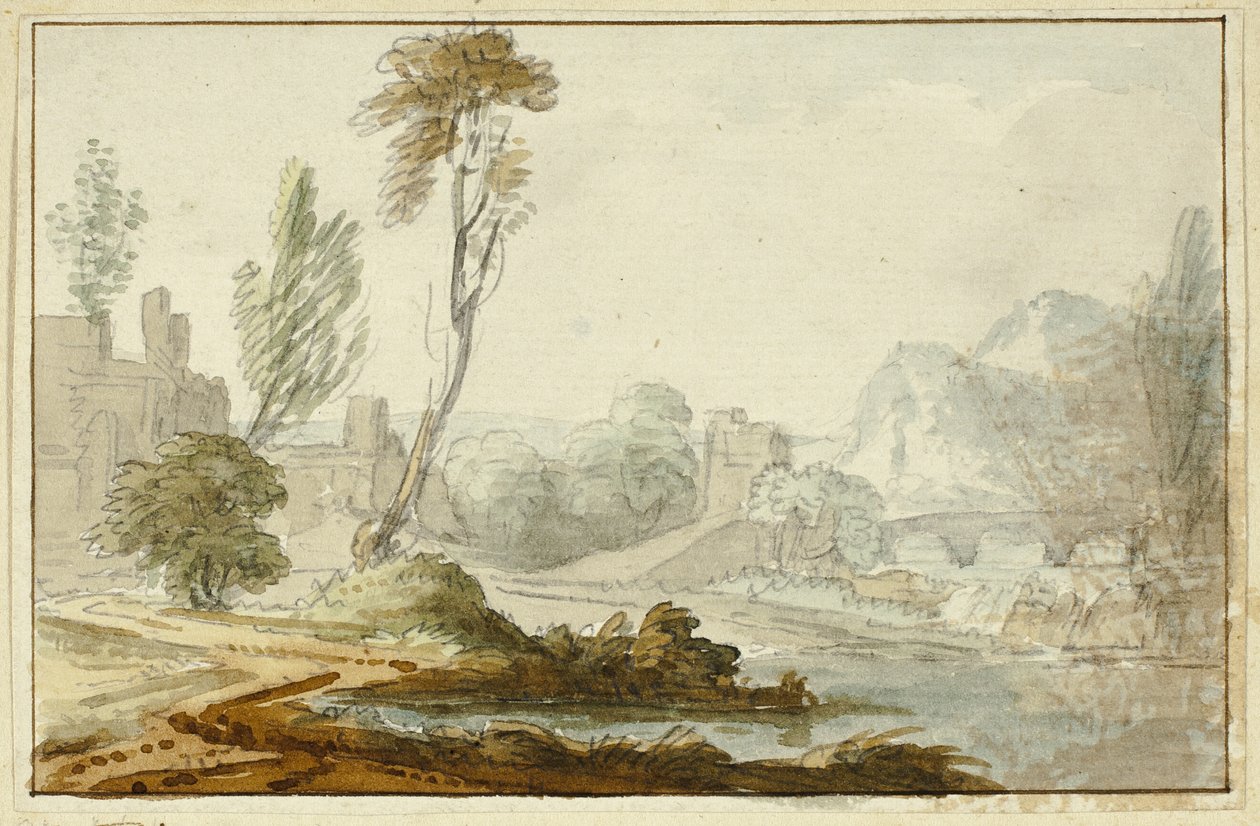 Idylliskt landskap av Jean Baptiste Claude Chatelain