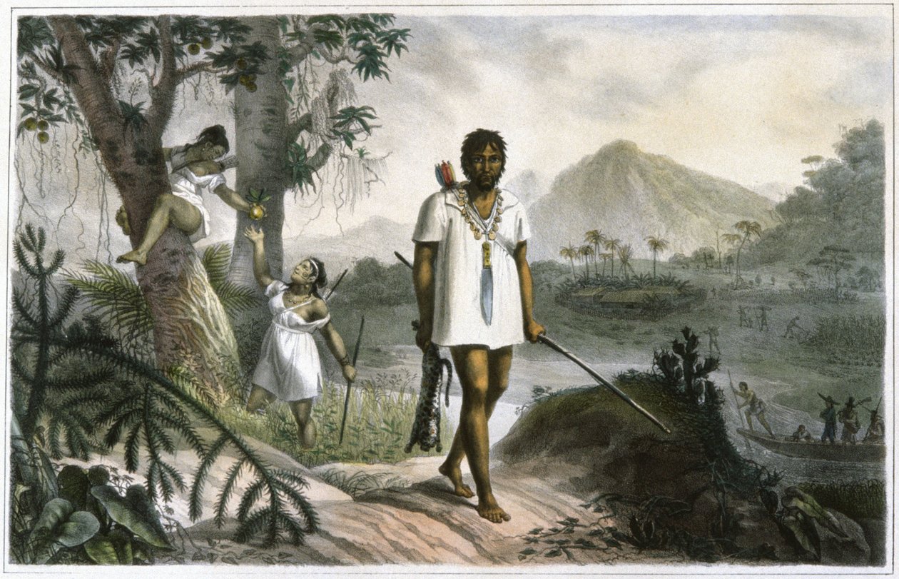 Amazonas indianer jagar av Jean Baptiste Debret