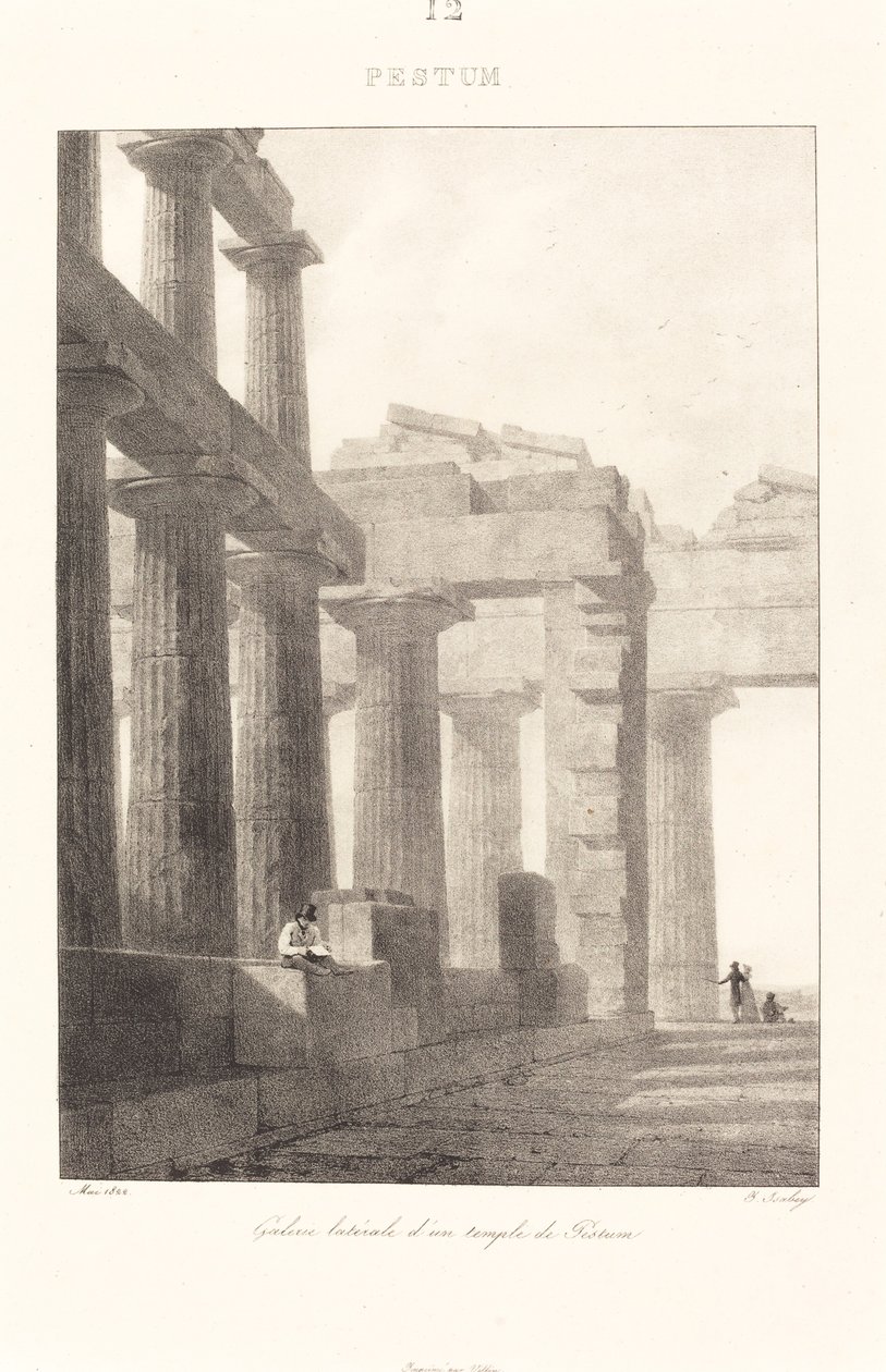 Sidogalleri av ett tempel i Paestum av Jean Baptiste Isabey