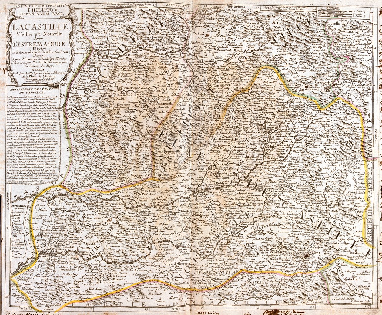 Karta över Kastilien (Spanien) (gravyr av Jean Baptiste Nolin