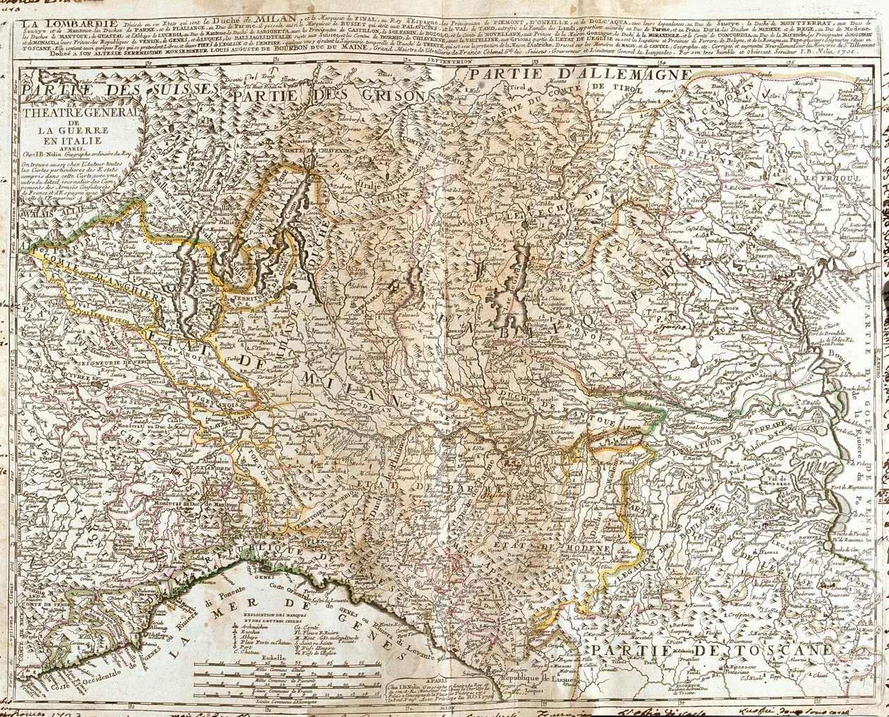 Karta över Lombardiet (Italien) (Gravering av Jean Baptiste Nolin