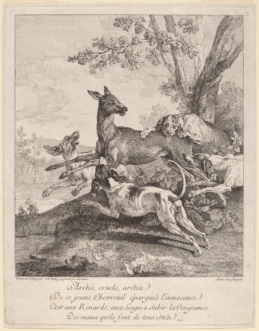 Ett rådjur attackerat av hundar av Jean Baptiste Oudry