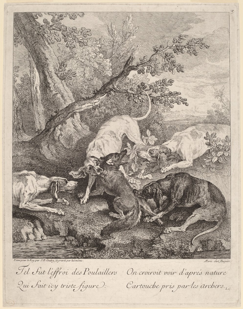 En räv attackerad av hundar av Jean Baptiste Oudry
