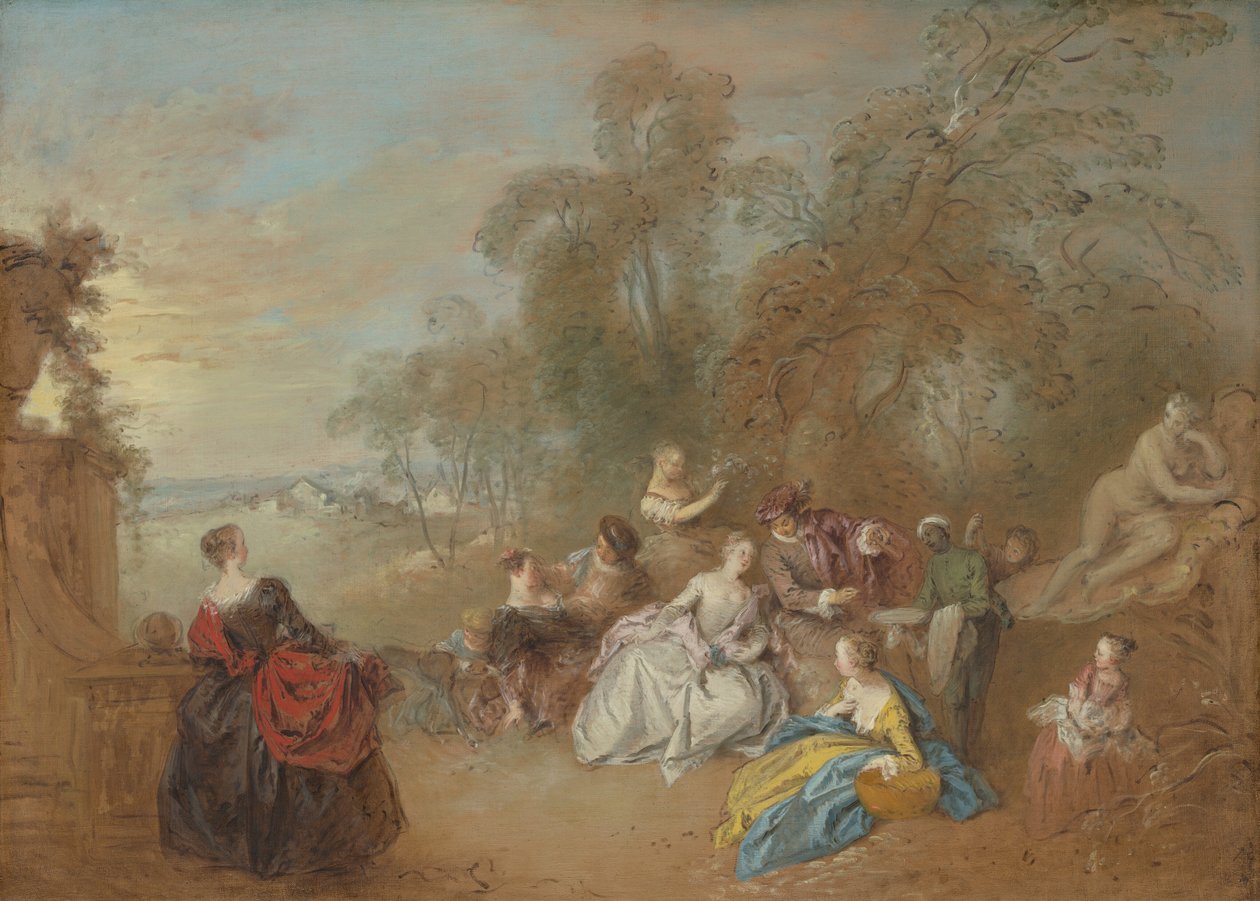 På terrassen, ca. 17301735. av Jean Baptiste Pater