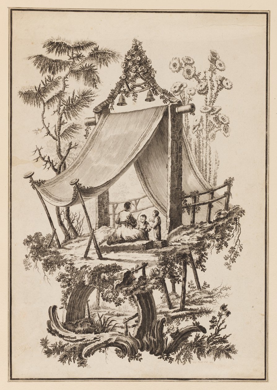 Tre figurer under tältet av Jean Baptiste Pillement