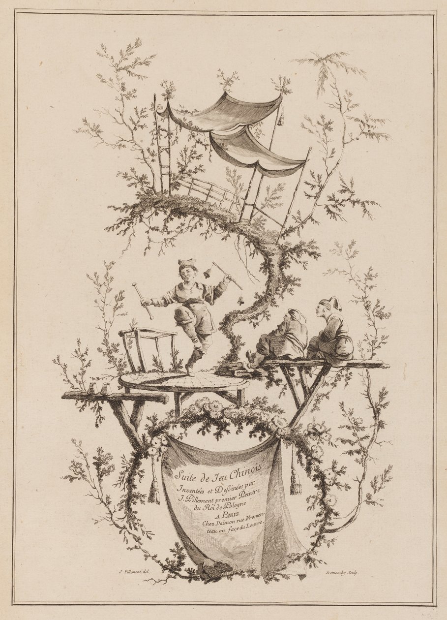 Titelsida, "Kinesisk speluppföljare" av Jean Baptiste Pillement