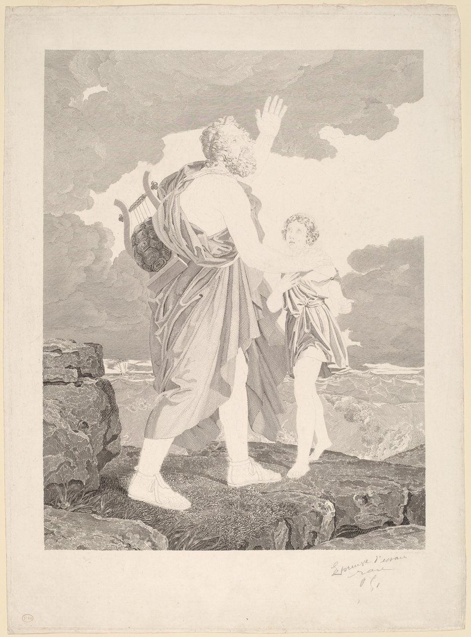 Blind Homer av Jean Baptiste Raphael Urbain Massard, after Baron François Gerard