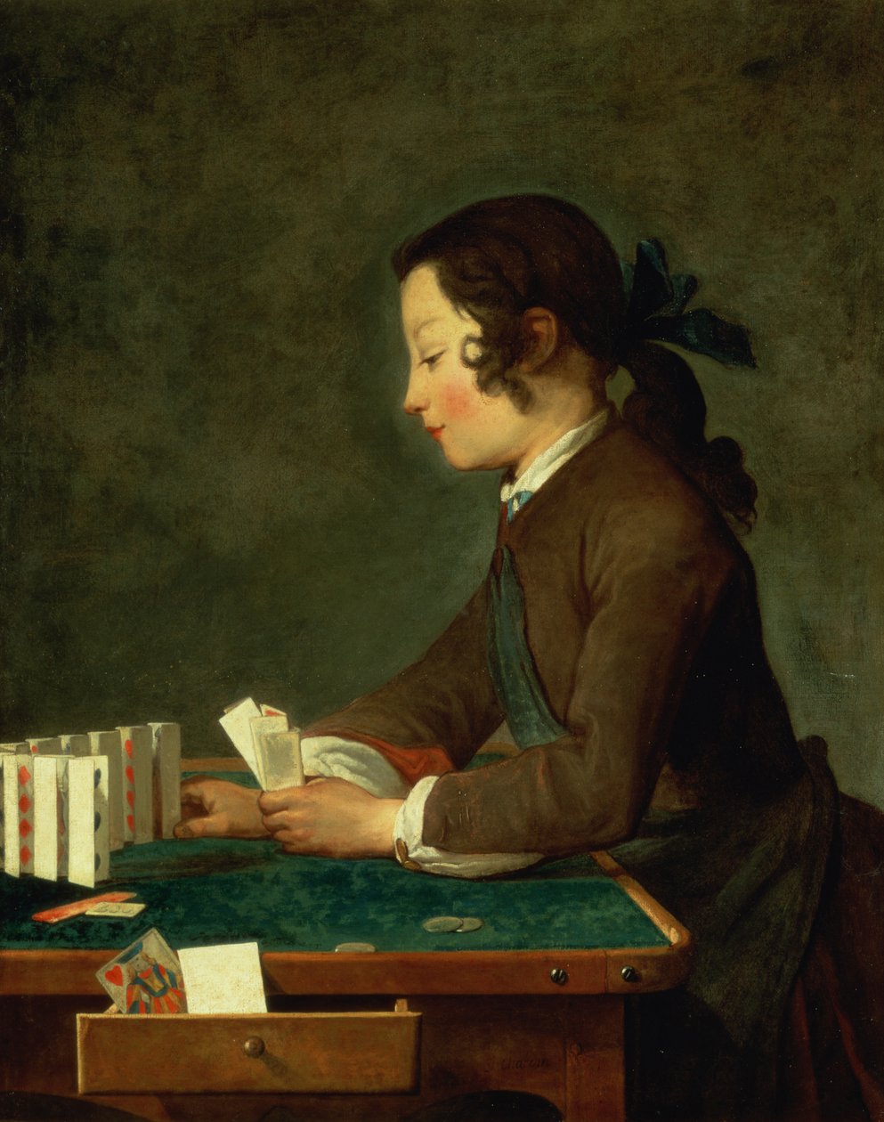 Ung pojke som spelar kort av Jean Baptiste Simeon Chardin