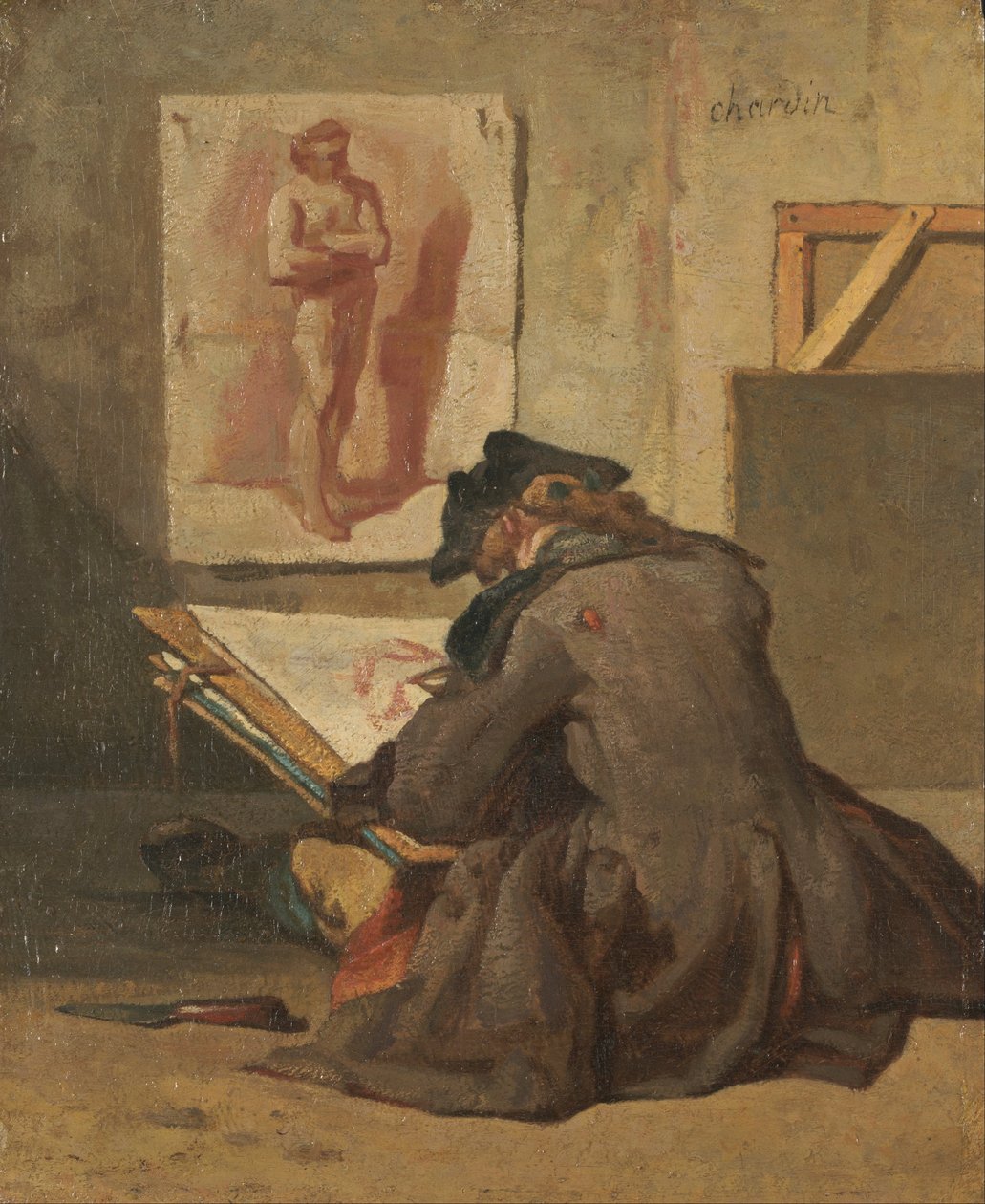Teckning av ung student av Jean Baptiste Simeon Chardin