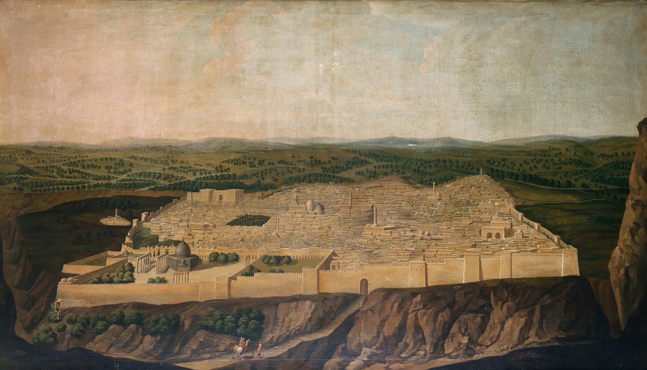 Panoramautsikt över Jerusalem av Jean Baptiste Vanmour
